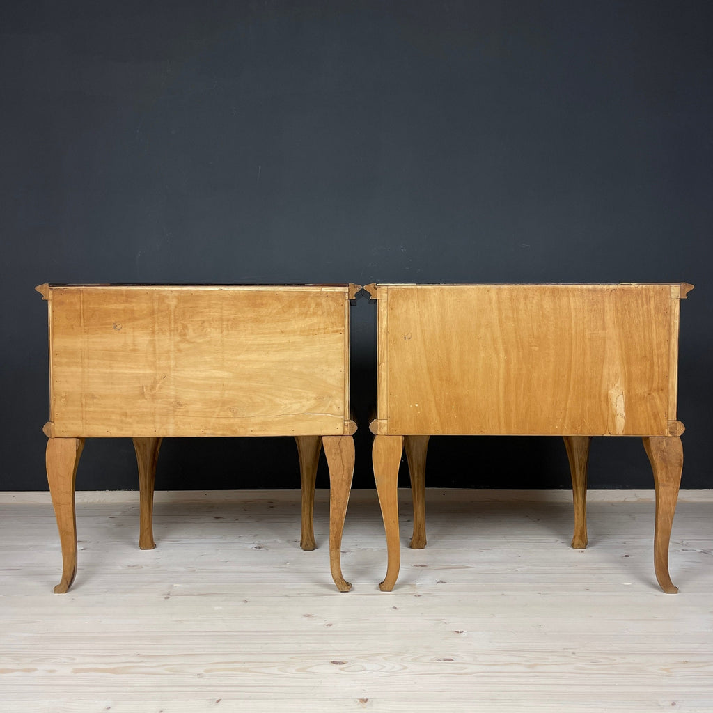 Pair of Vintage wood nightstands Italy 1950s  mid-century wooden bedside table