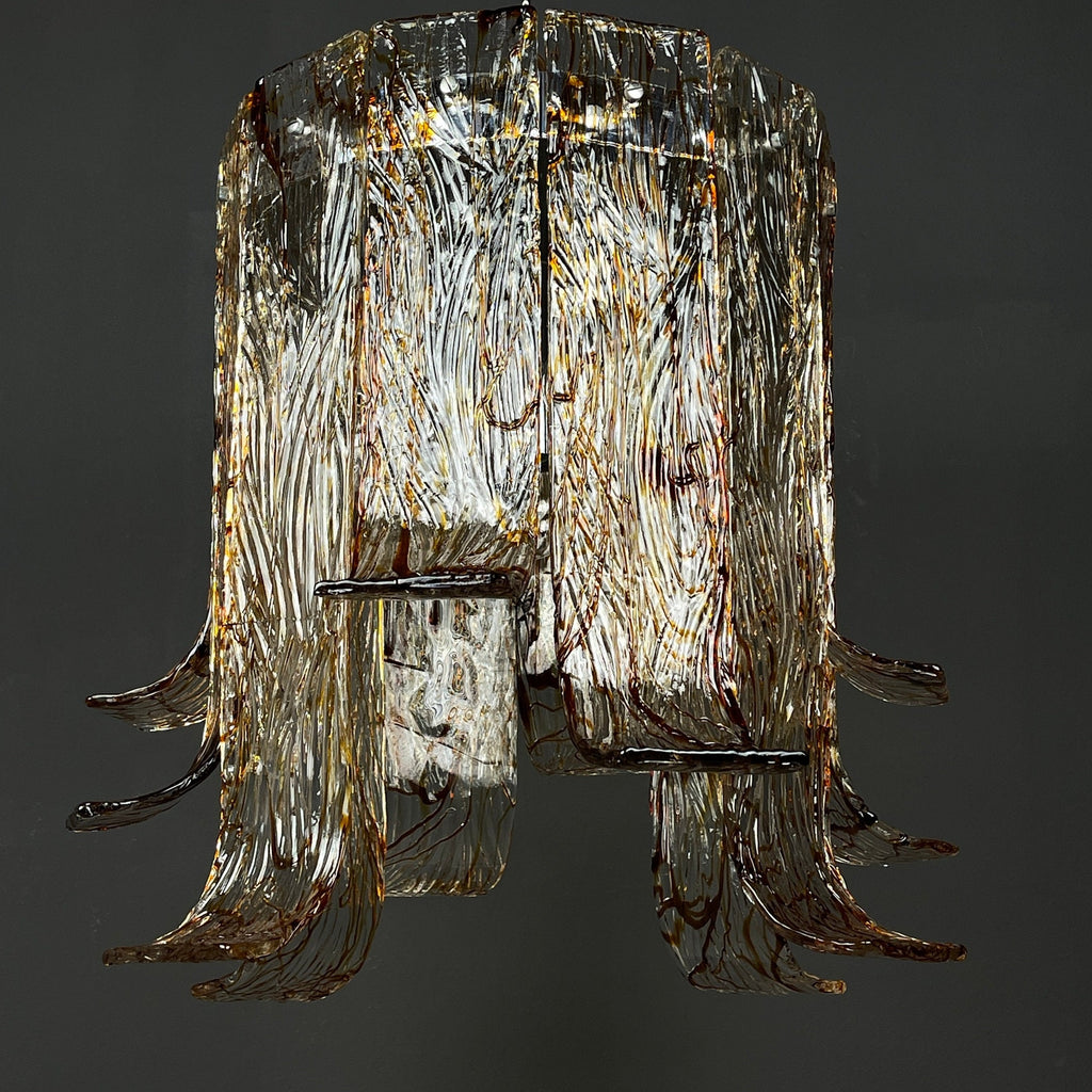 Vintage large murano chandelier by AV Mazzega Italy 1970s Mid-century italian lighting