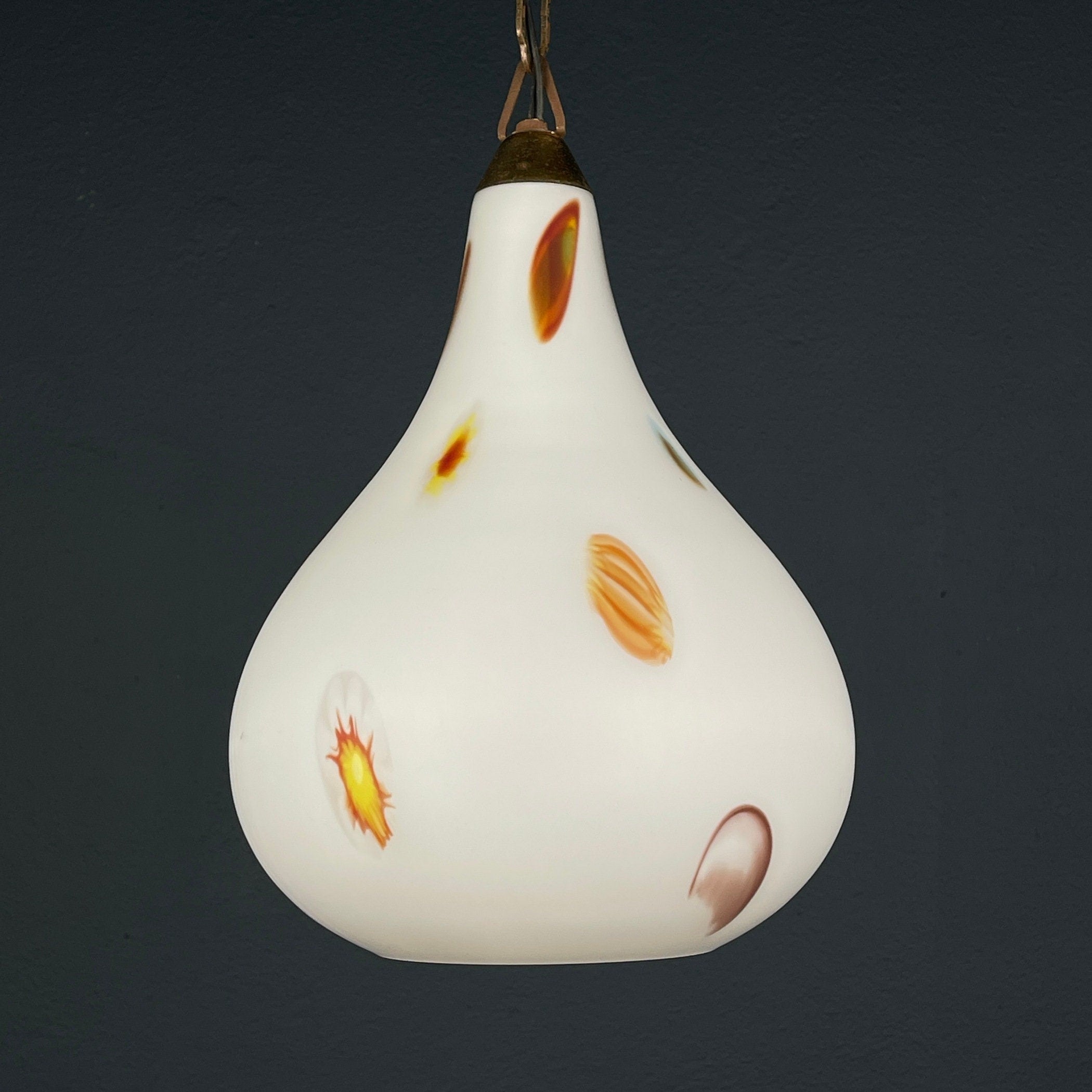 Mid-century multicolor opaline murano glass pendant lamp by Stilnovo Italy 1950s