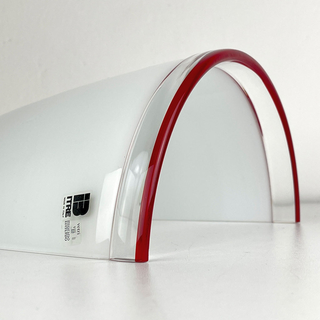 Vintage white and red murano wall lamp by ITRE, Italy 1980s MCM murano sconce