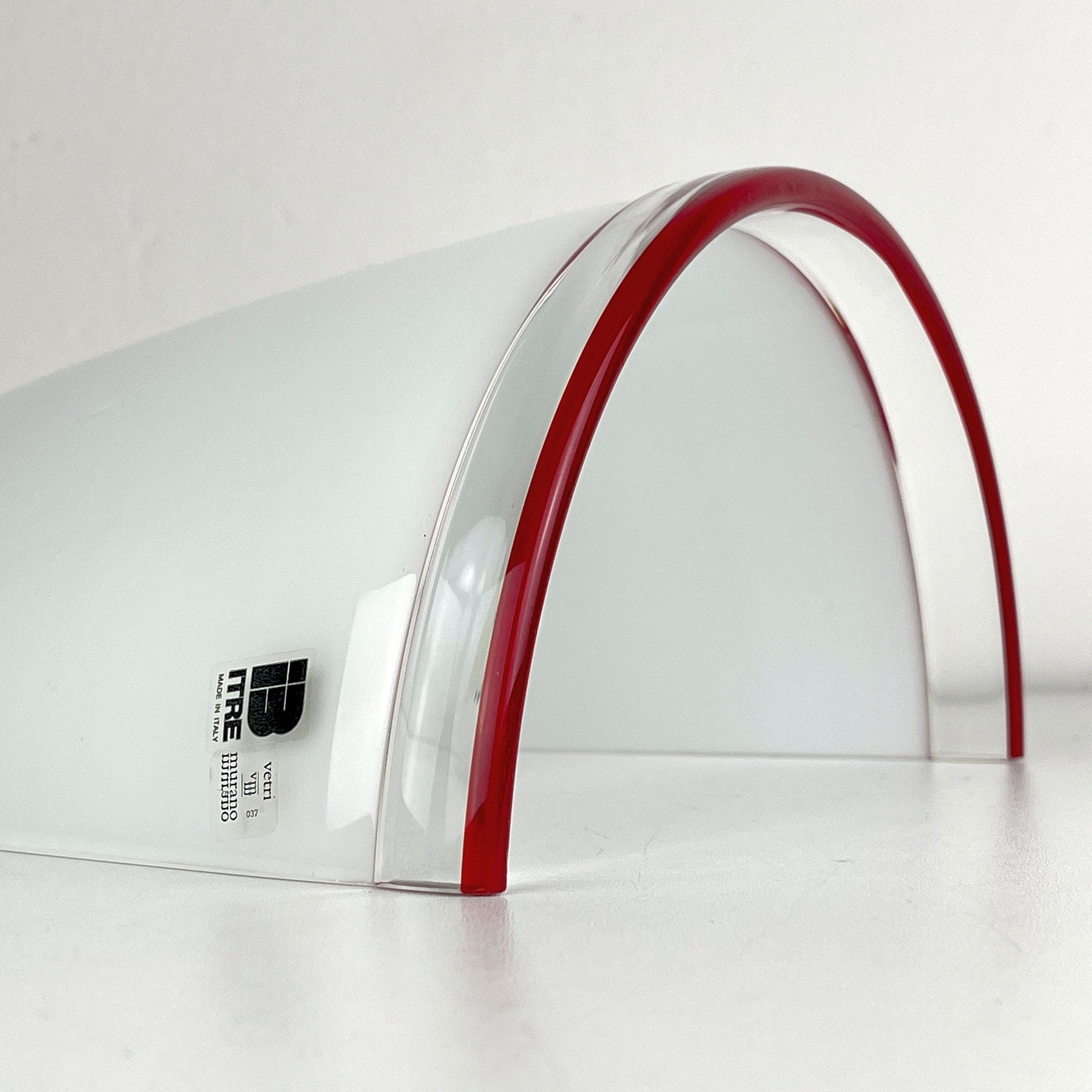 Vintage white and red murano wall lamp by ITRE, Italy 1980s MCM murano sconce