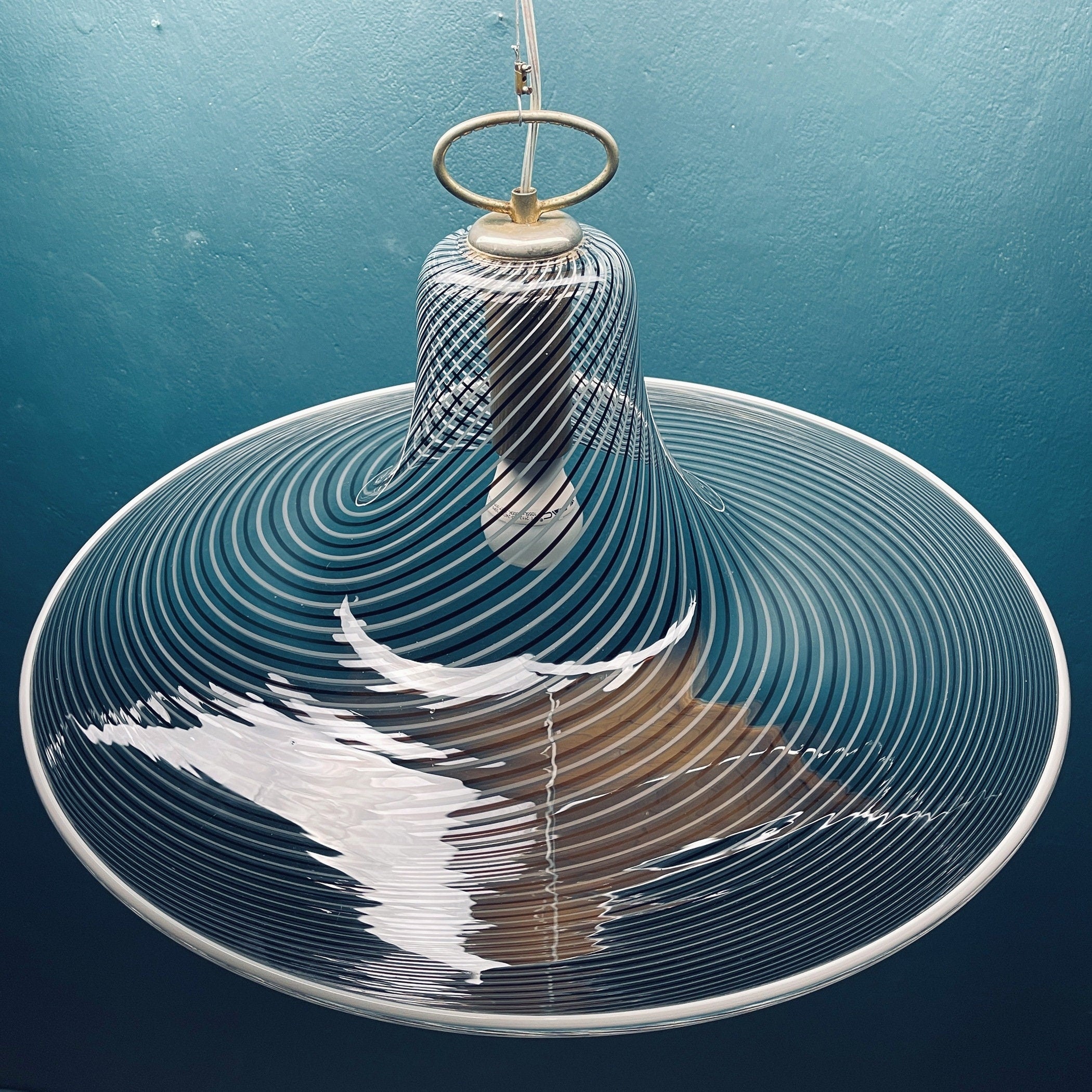 Vintage swirl Murano pendant lamp Italy 1970s Italian modern murano chandelier