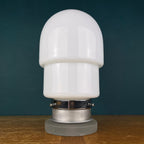 Vintage White Opaline Glass Table Lamp: Italian Mid-Century Modern Lighting