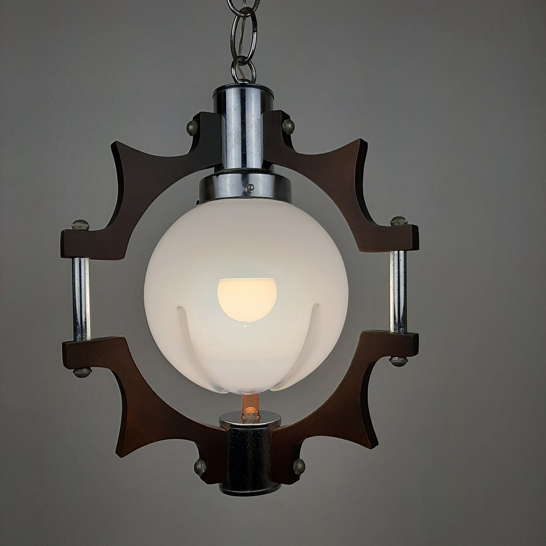 Vintage murano pendant lamp Mazzega Italy 1970s MCM Space Age