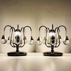 Pair of vintage glass ball table lamps italy 1960s Mid-century italian lighting