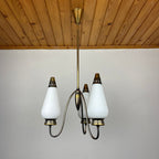 Vintage brass chandelier Italy 1950s Mid-century Art Deco design