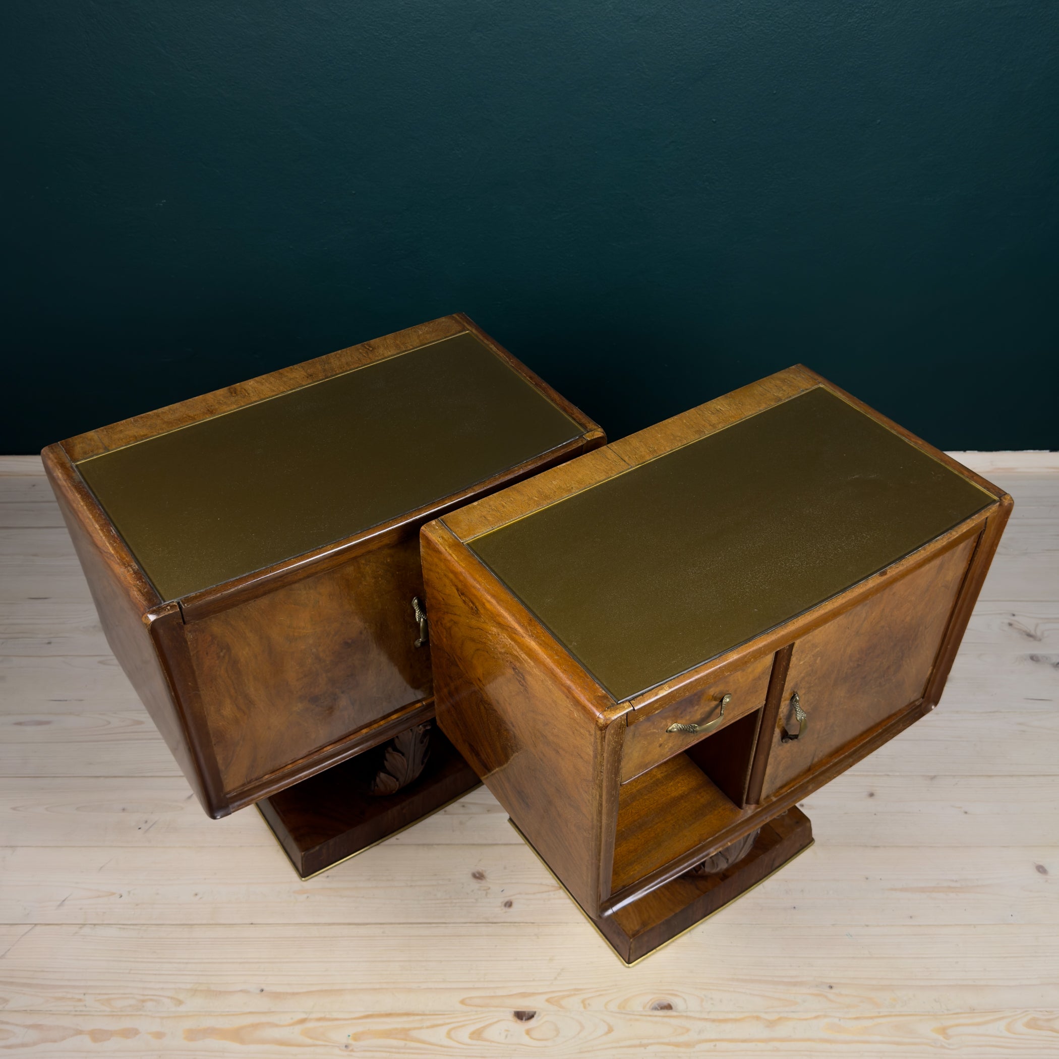 Vintage wood nightstands, Italy 1950s, Set of 2