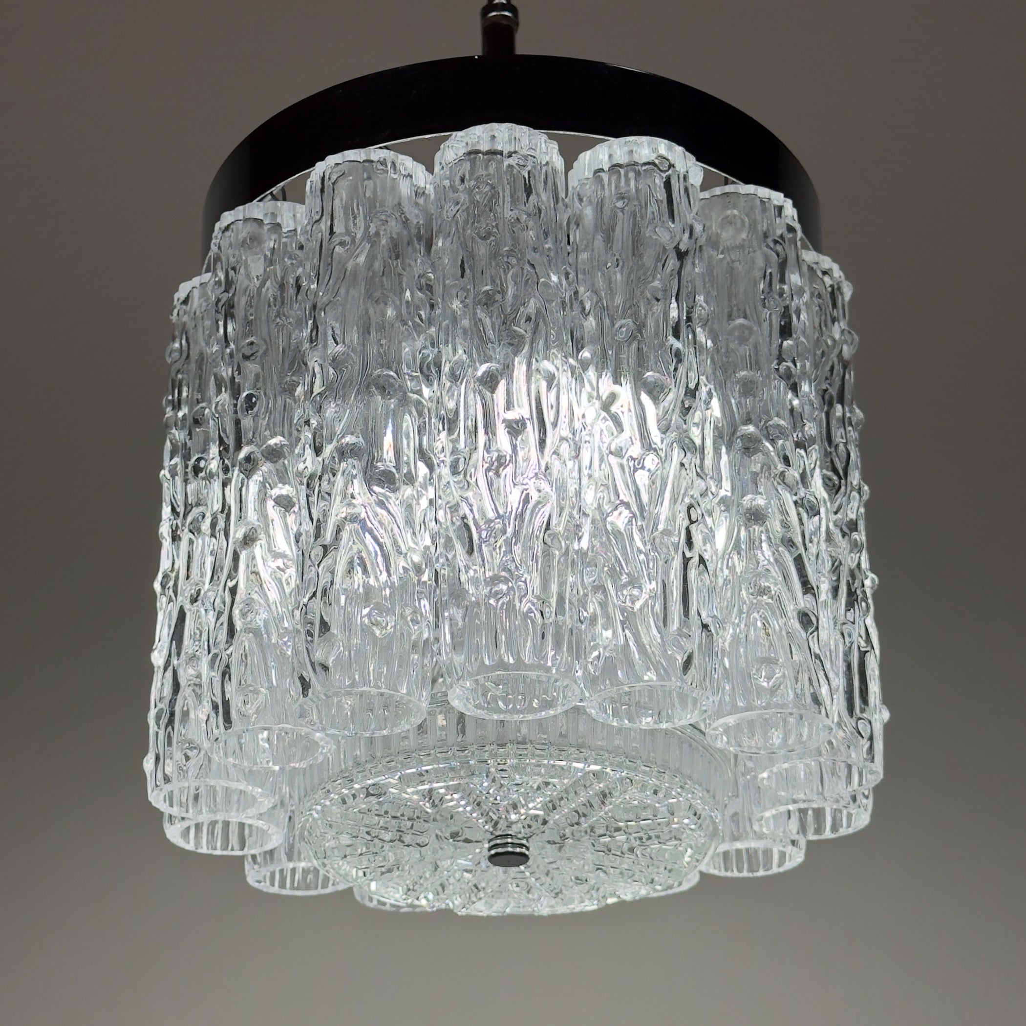 Vintage murano glass chandelier Tronchi by Toni Zuccheri for Venini, Italy 1960s