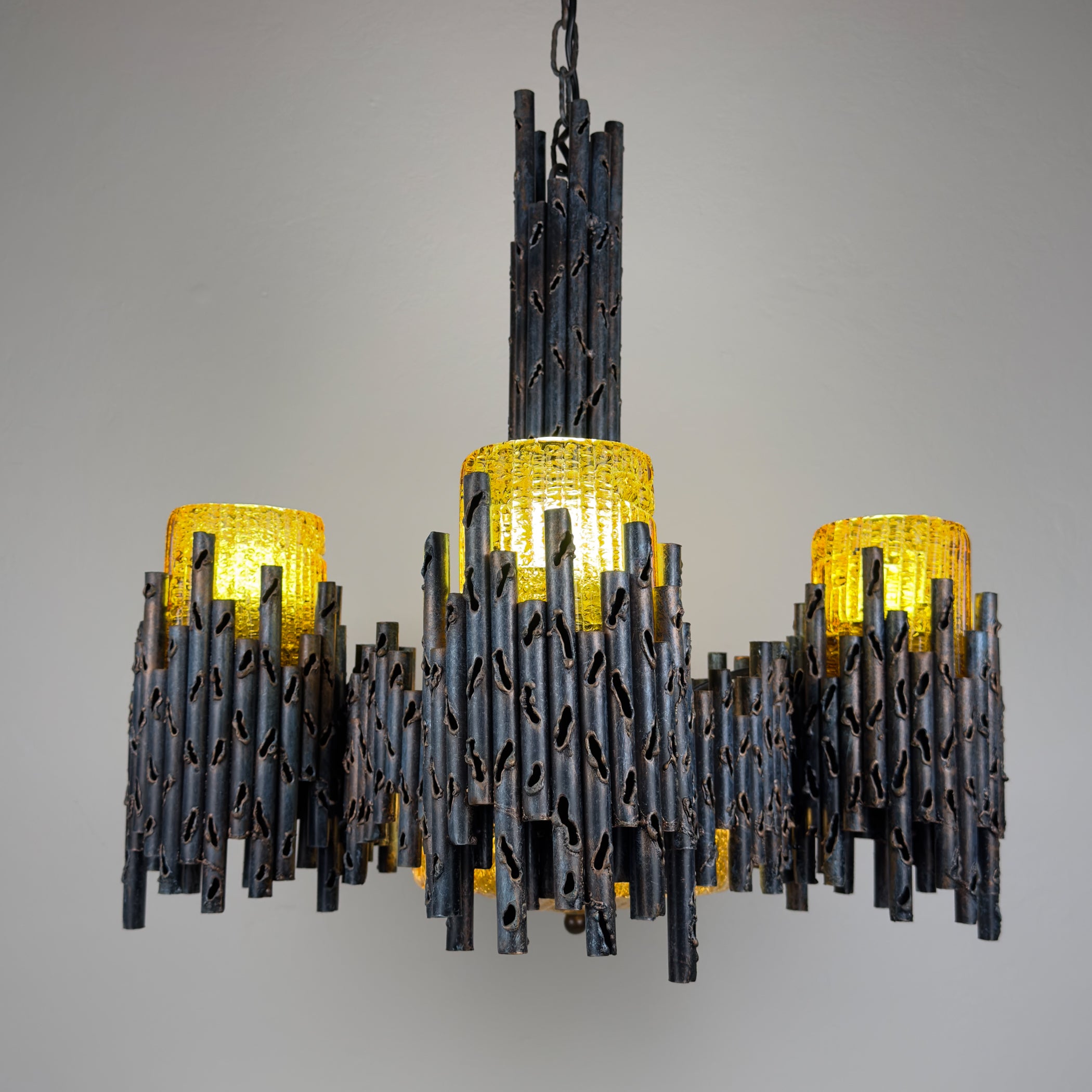 Brutalist chandelier by Marcello Fantoni, Fantoni Studio, Firenze, Italy 1960s