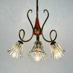 Vintage murano glass and brass chandelier, Italy 1950s