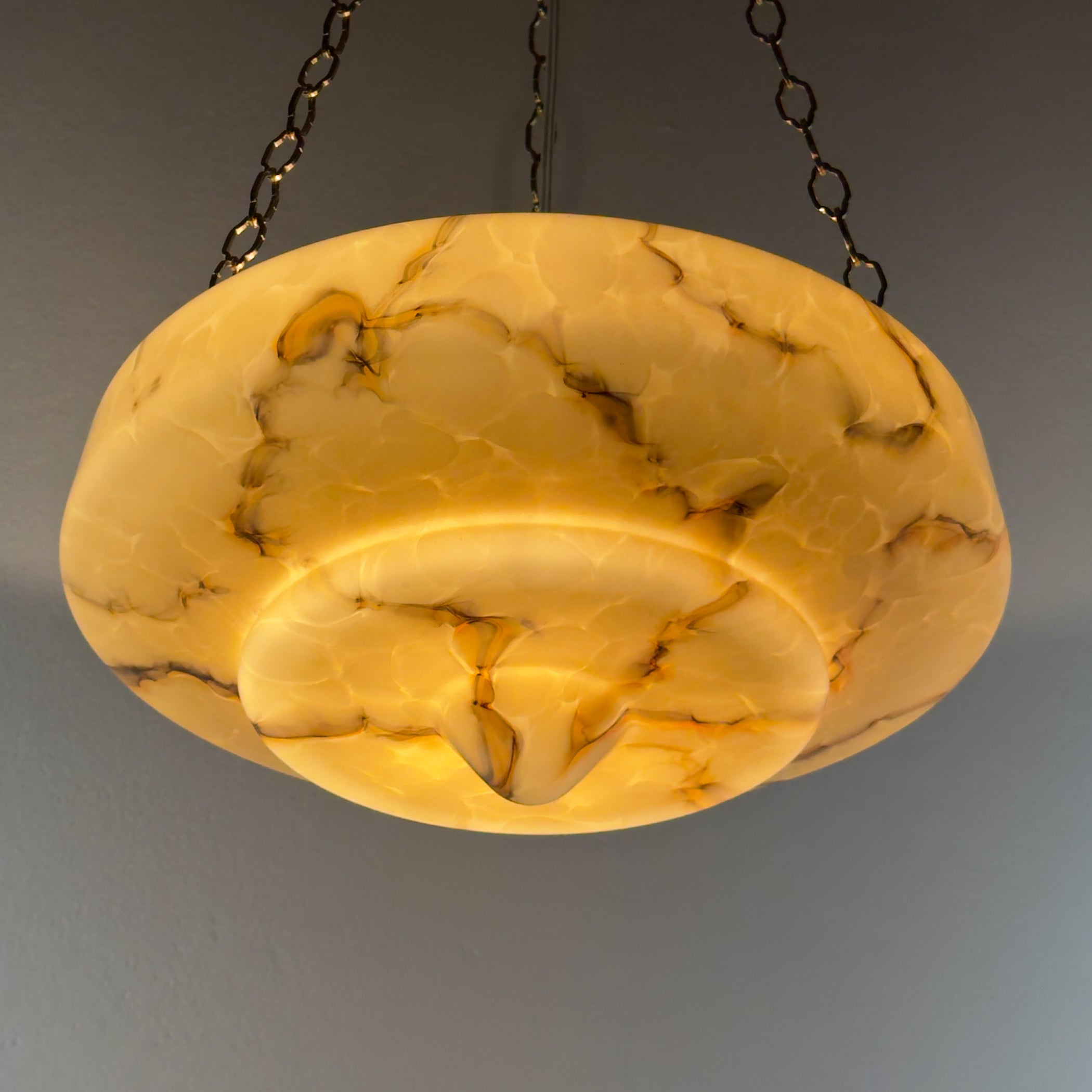 Art Deco yellow glass pendant lamp, Italy 1930s