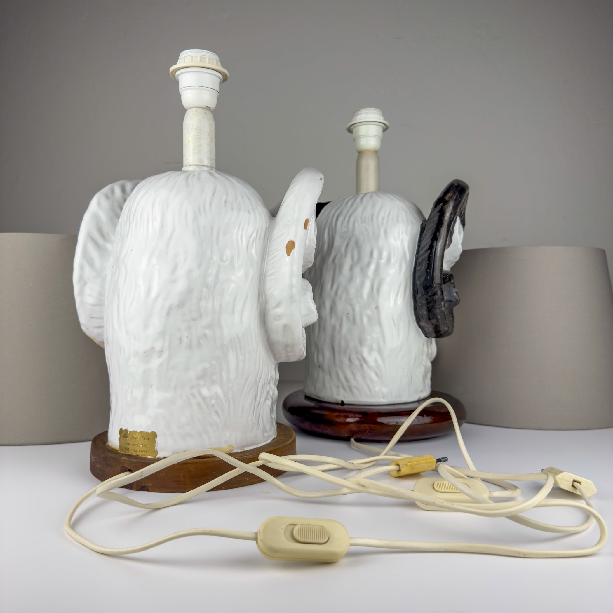 Vintage table lamps Ram Head, Italy 1970s Set of 2