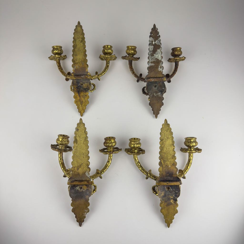 Antique Empire Bronze Wall Candle Sconce, Italy, Late 19th Century