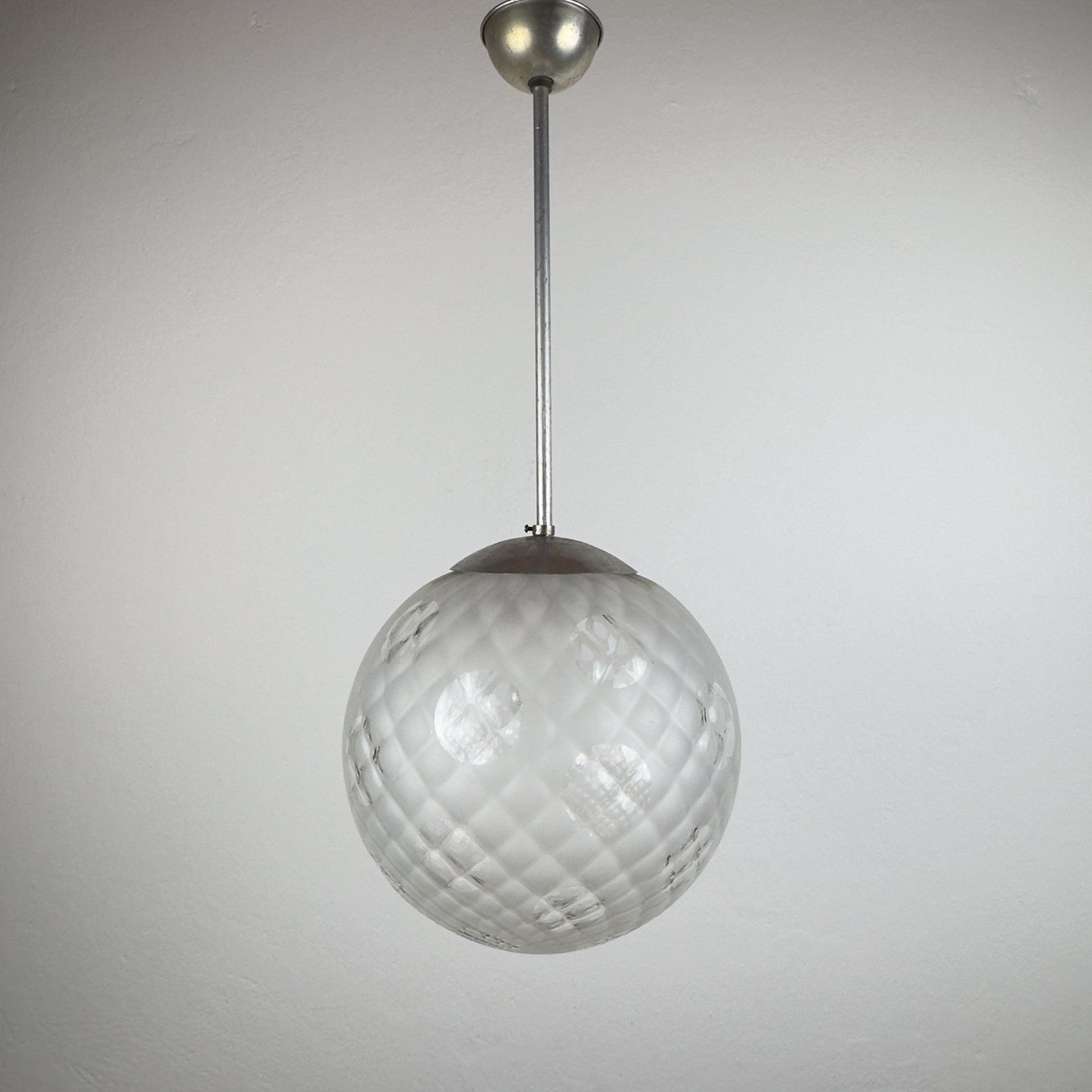 Vintage murano sphere ball pendant lamp Italy 1950s, Mid-century italian lighting