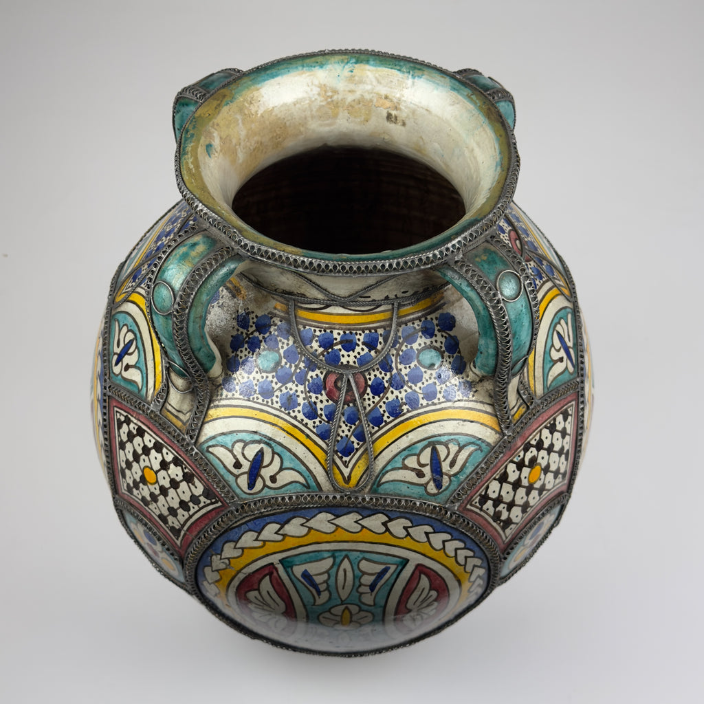 Vintage Moroccan Palatial Pottery Vase, Morocco 1930-50ss