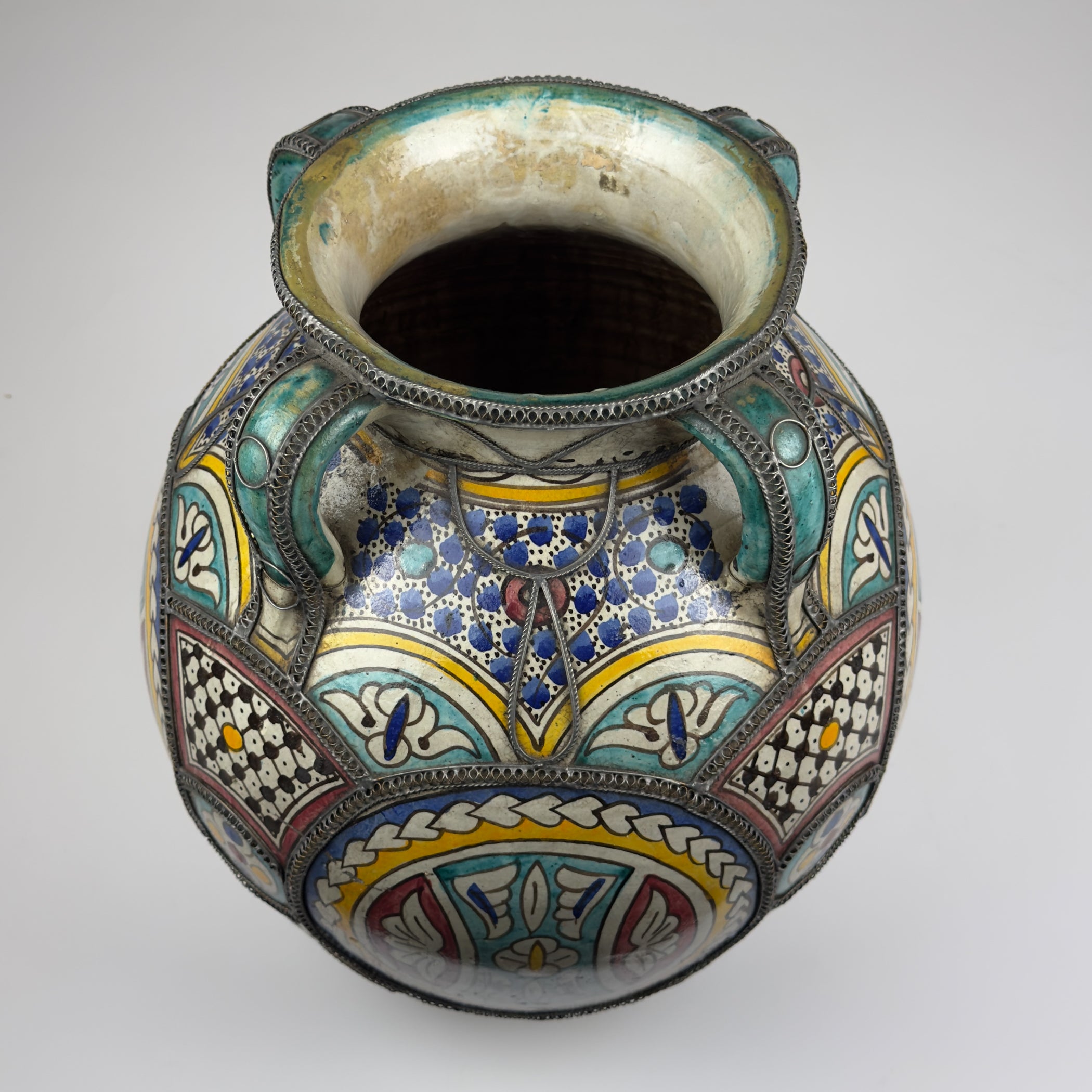 Vintage Moroccan Palatial Pottery Vase, Morocco 1930-50ss