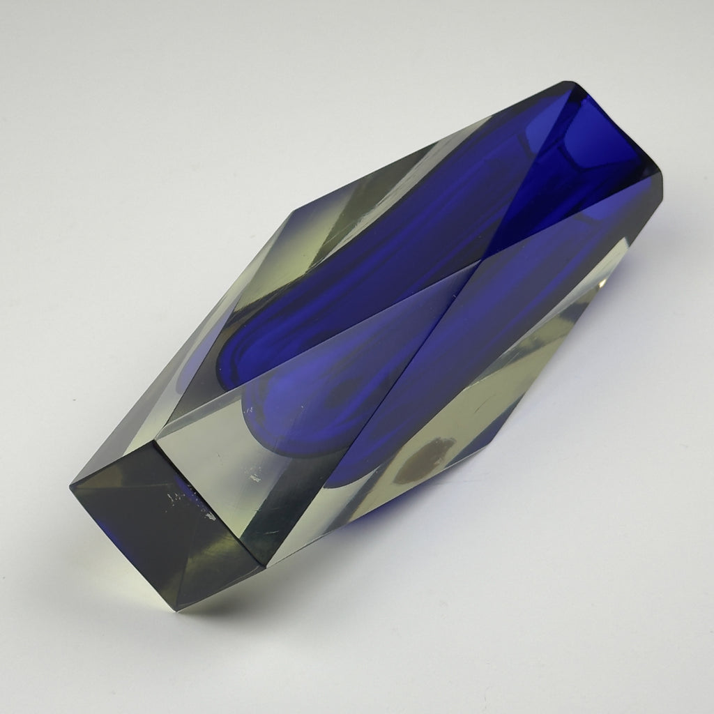 Vintage sommerso blue Murano vase, Italy 1970s