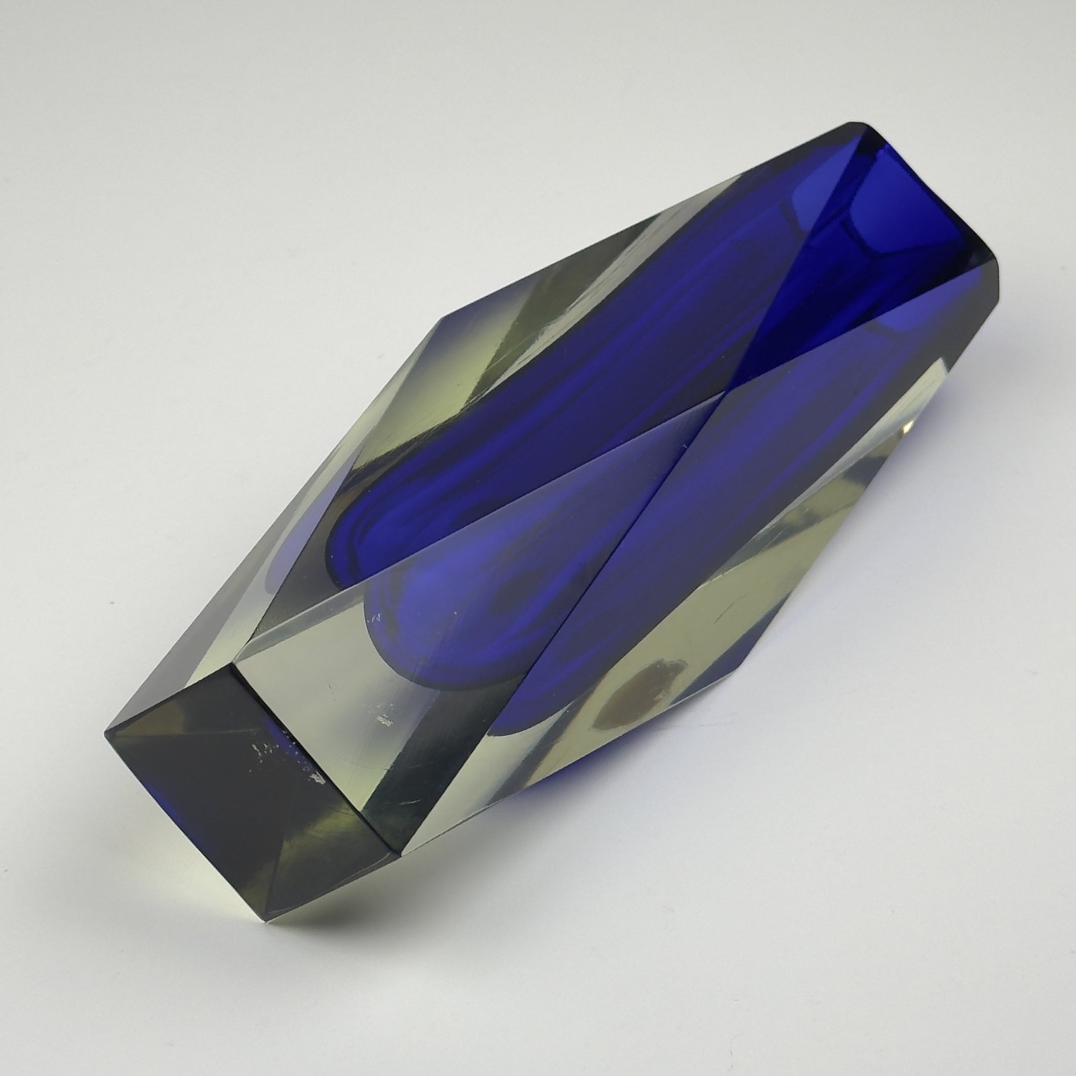 Vintage sommerso blue Murano vase, Italy 1970s