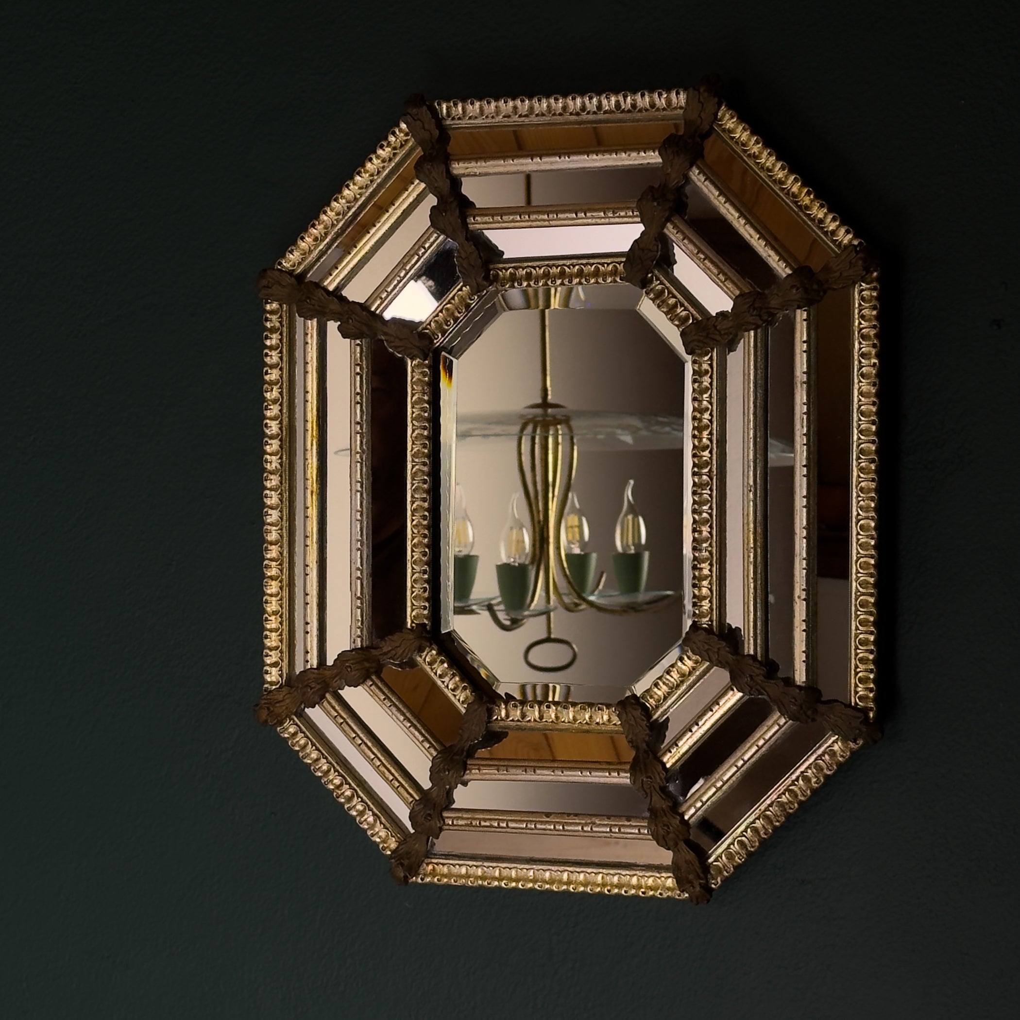 Vintage Octagonal Murano Mirror, Italy 1950s