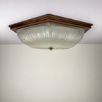 Vintage ice murano glass ceiling lamp Italy 1980s Flush Mount Light