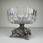 Vintage crystal glass bowl with metal base by Fadalti, Italy 1960s