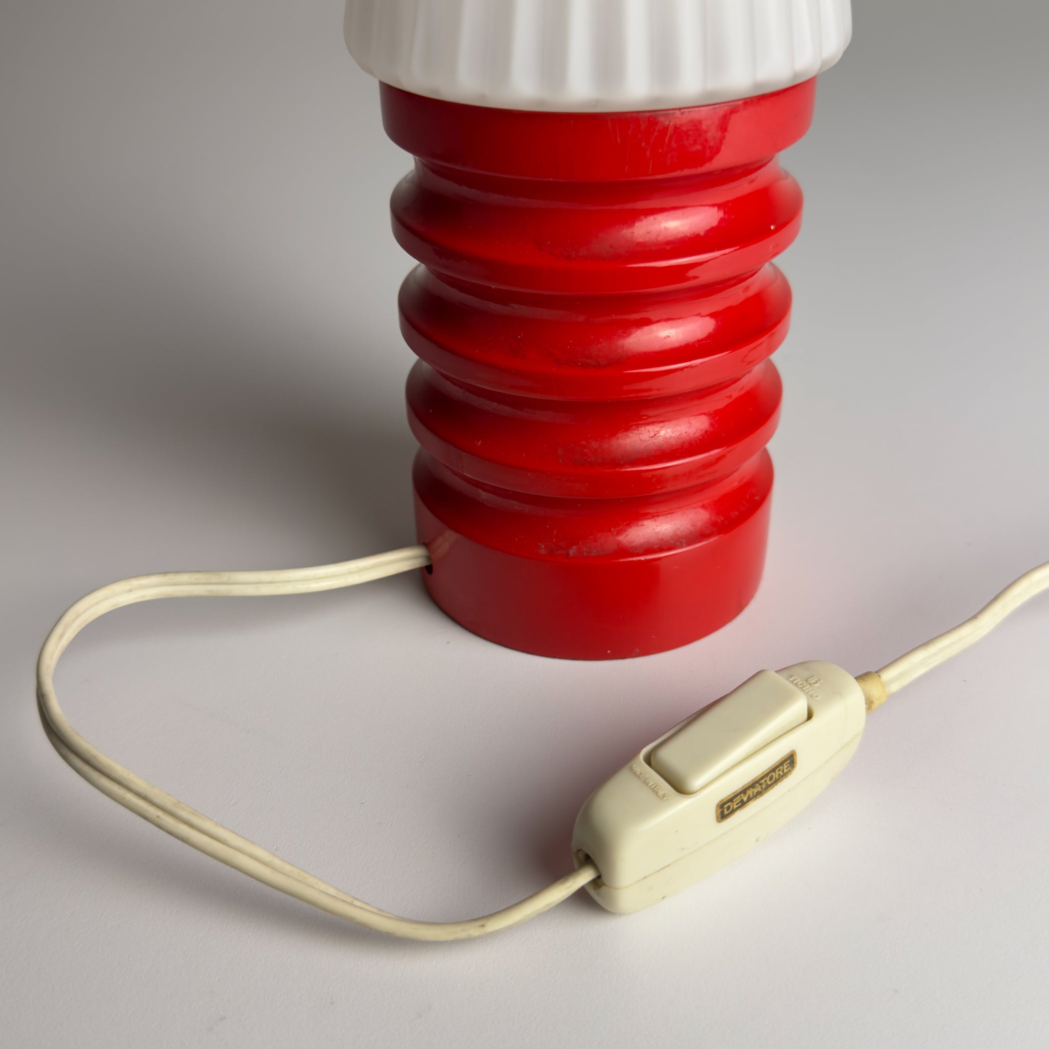 Mid-century small wood and glass table lamp, Italy 1970s