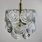 Vintage glass disc chandelier, Italy 1970s