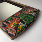 Vintage wooden wall mirror, India mid-20th century