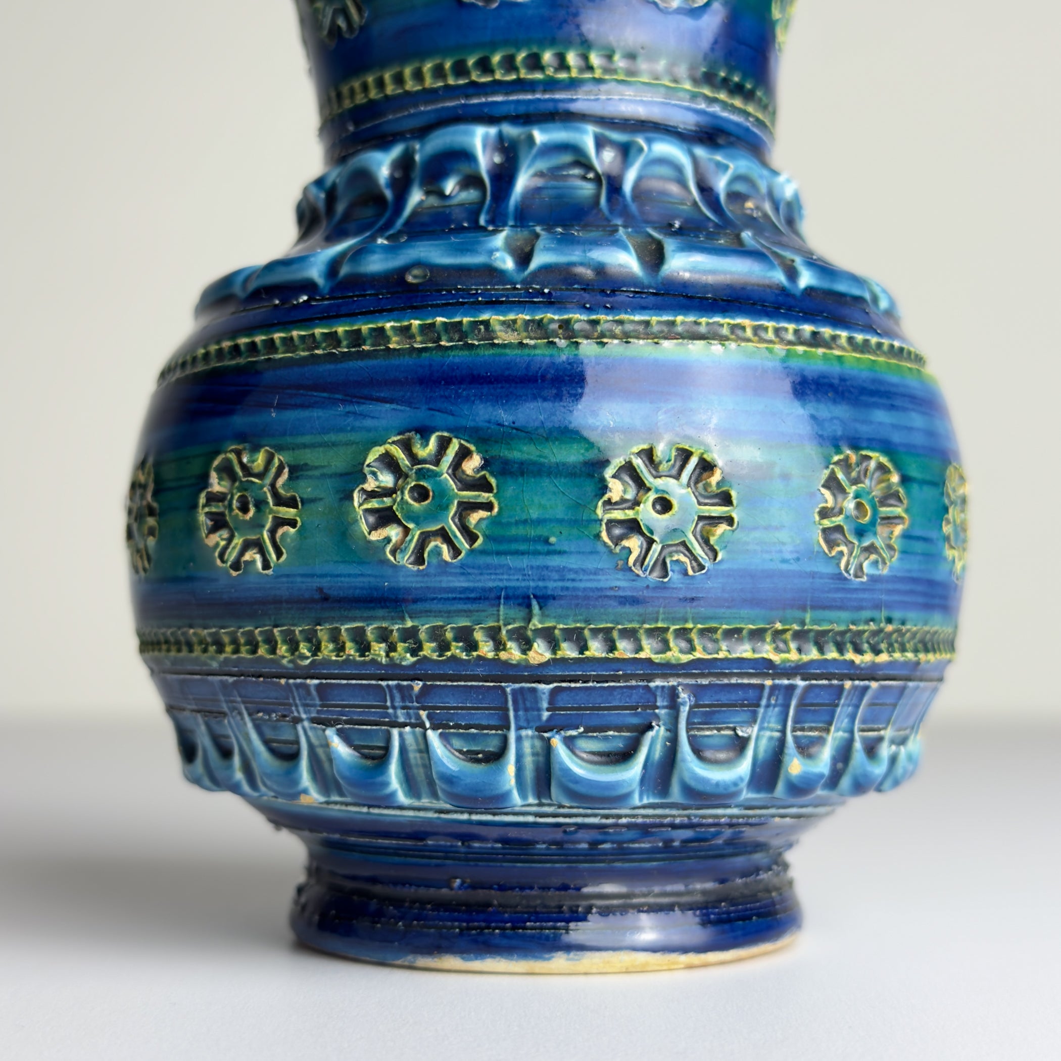 Vintage ceramic vase Rimini Blue, design Aldo Londi, Bitossi Italy 1970s