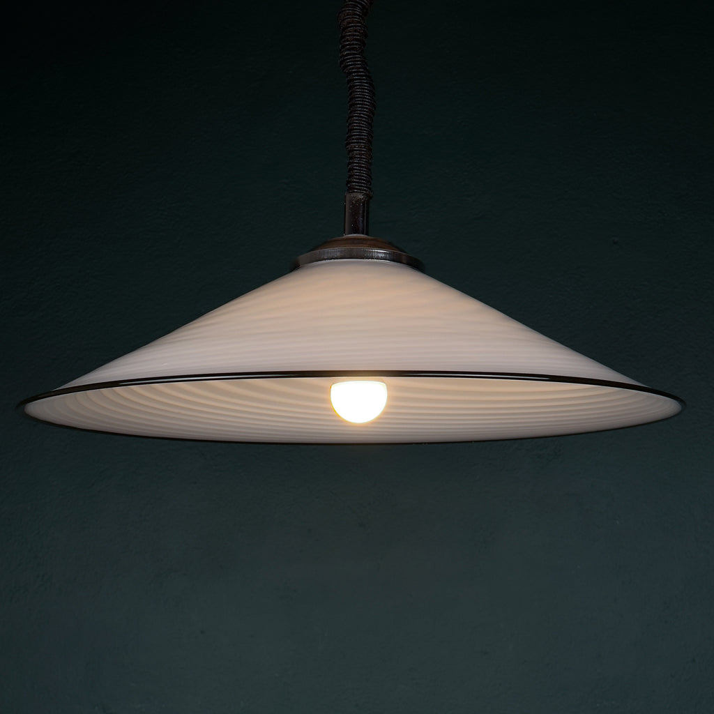 Vintage Swirl Murano Glass Pendant Lamp, Italy 1970s