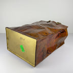 Vintage Copper Magazine Rack "Shopper Bag" with Brass Handles, Italy 1970s