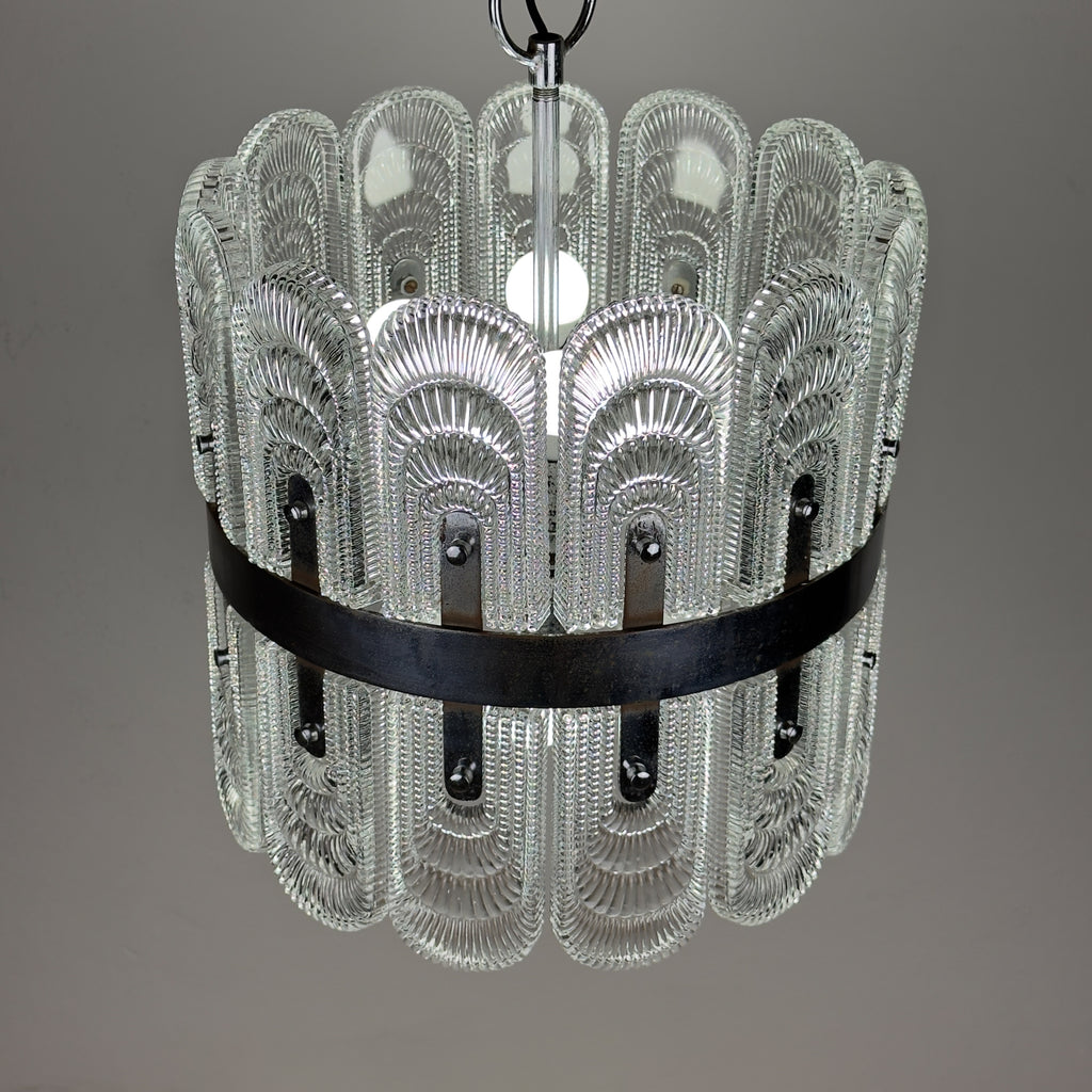 Vintage large crystal chandelier by Kaiser Leuchten, Germany 1960s