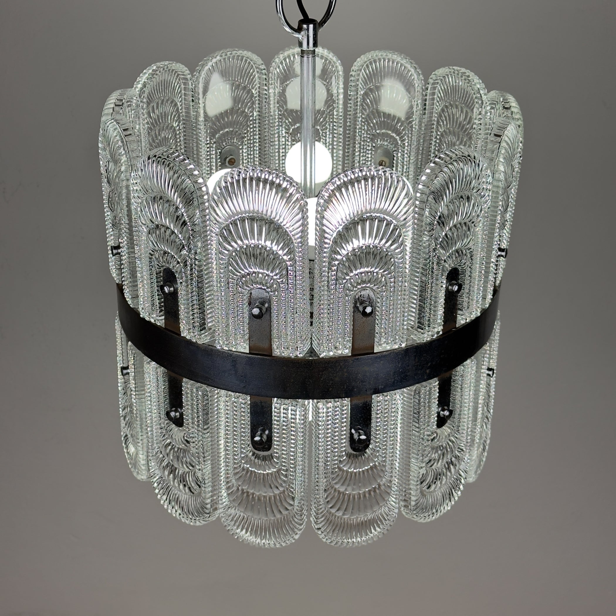 Vintage large crystal chandelier by Kaiser Leuchten, Germany 1960s