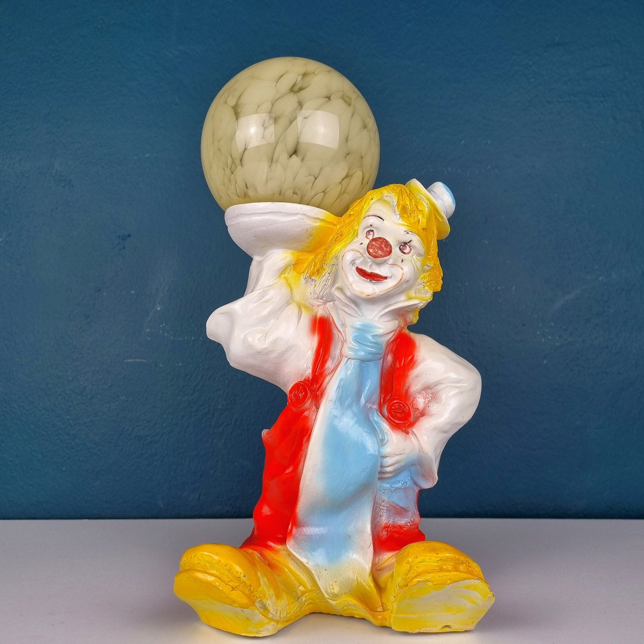 Vintage ceramic table lamp Clown Italy 1960s Retro nightlamp Lamp for children's room