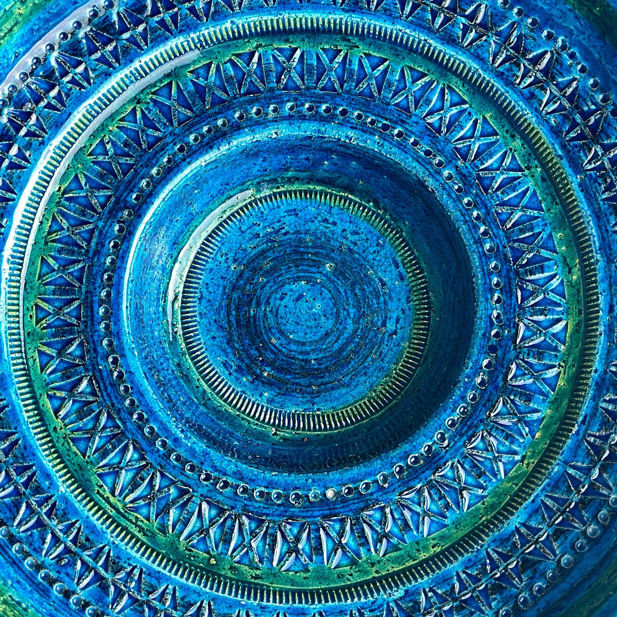 Vintage ceramic plate Rimini Blue, design Aldo Londi, Bitossi Italy 1970s, Mid-century home decor