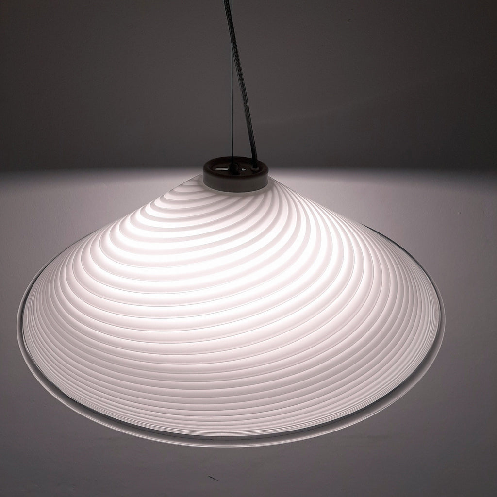 Retro swirl murano glass pendant lamp Italy 1970s Mid-century light
