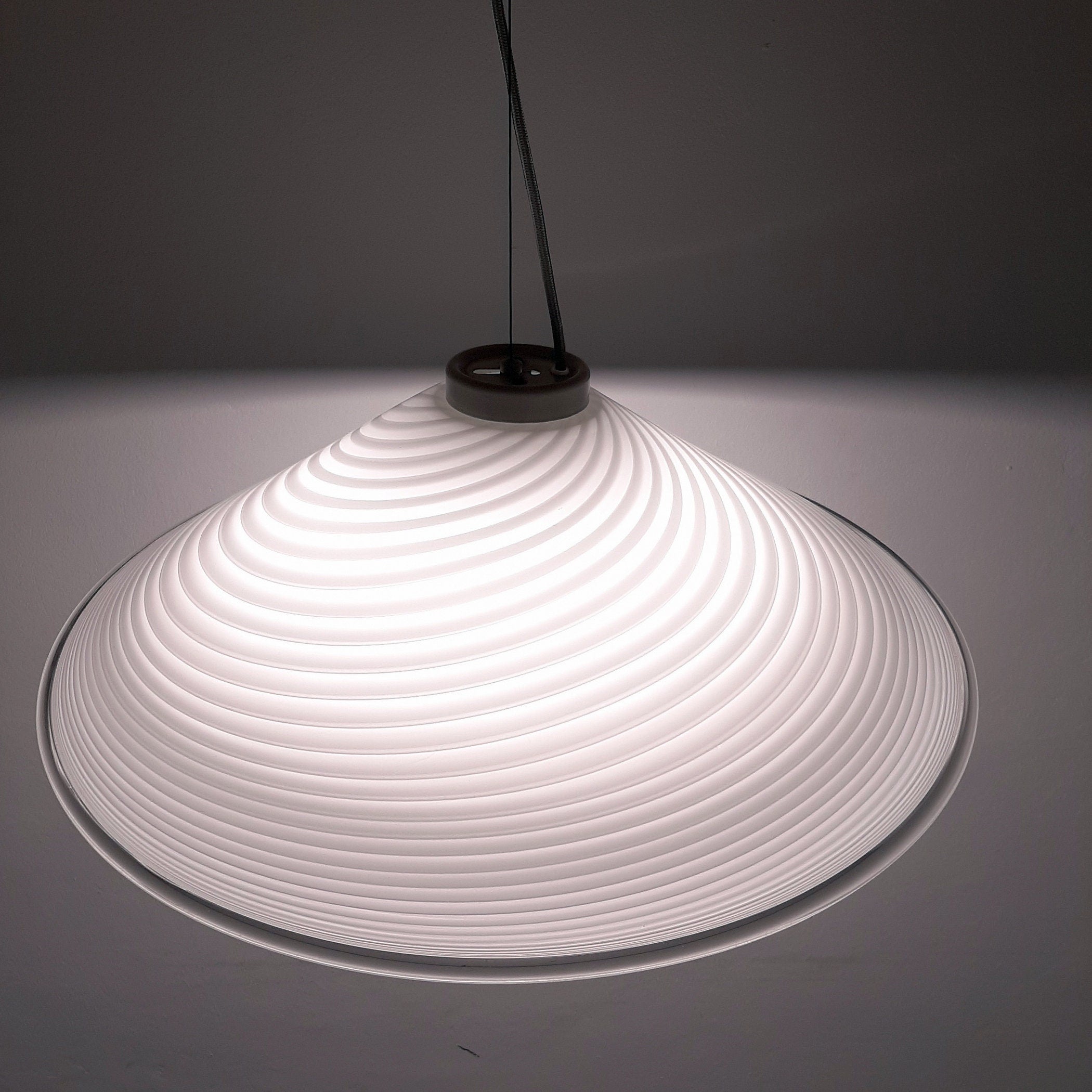 Retro swirl murano glass pendant lamp Italy 1970s Mid-century light