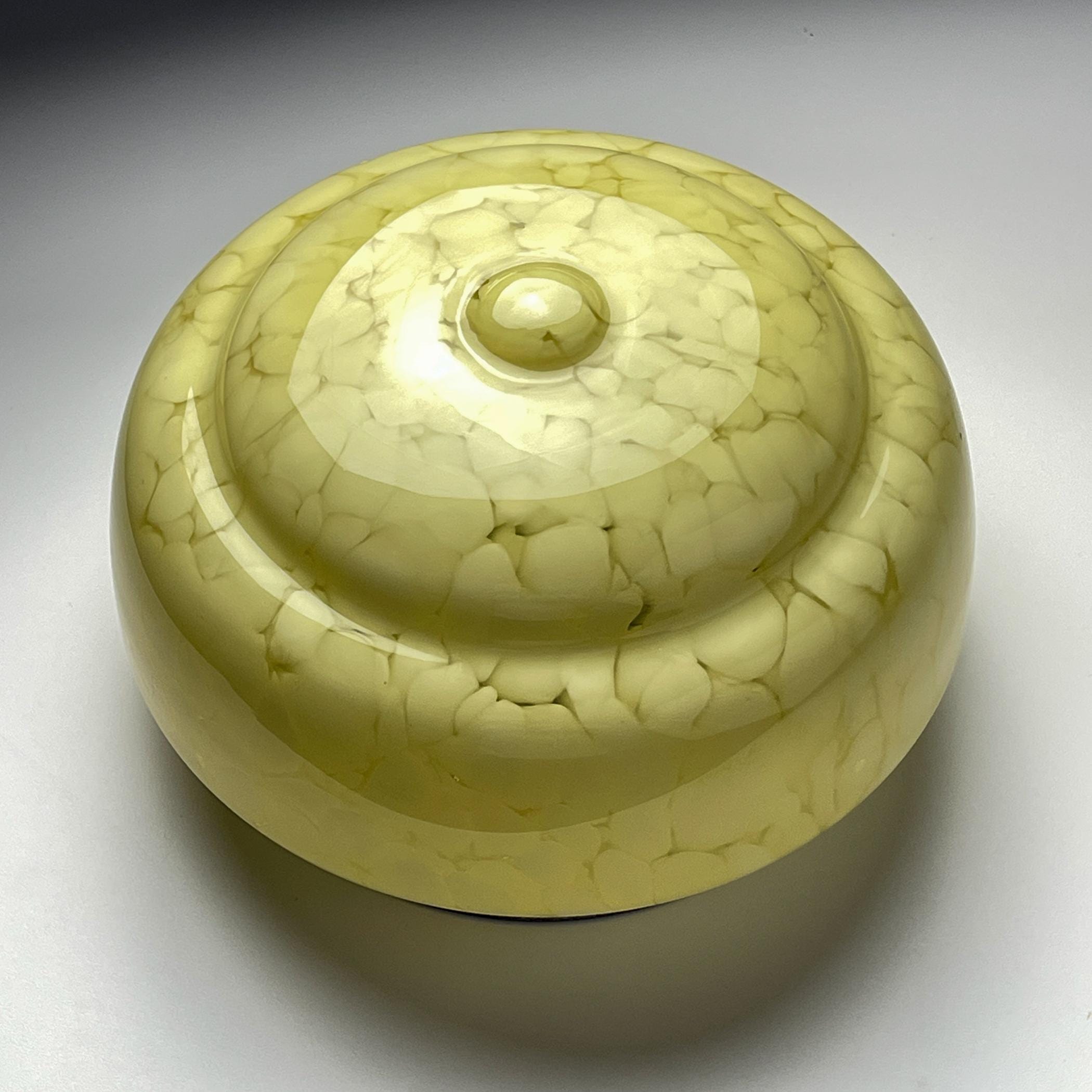 Art Deco yellow glass ceiling lamp, Italy 1950s, Vintage home decor