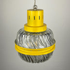 Mid-century yellow pendant lamp Italy 1960s Vintage Italian lighting Space Age