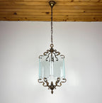 Vintage bronze pendant lamp, in style of Pietro Chiesa For Fontana Arte, Italy, 1950s