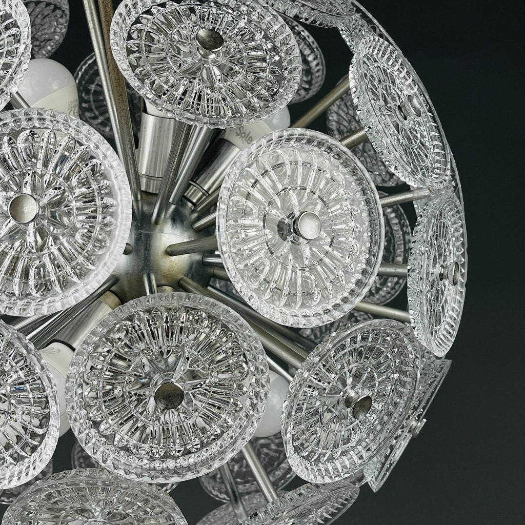 Vintage crystal chandelier Sputnik Dandelion Italy 1960s mid-century modern italian lighting