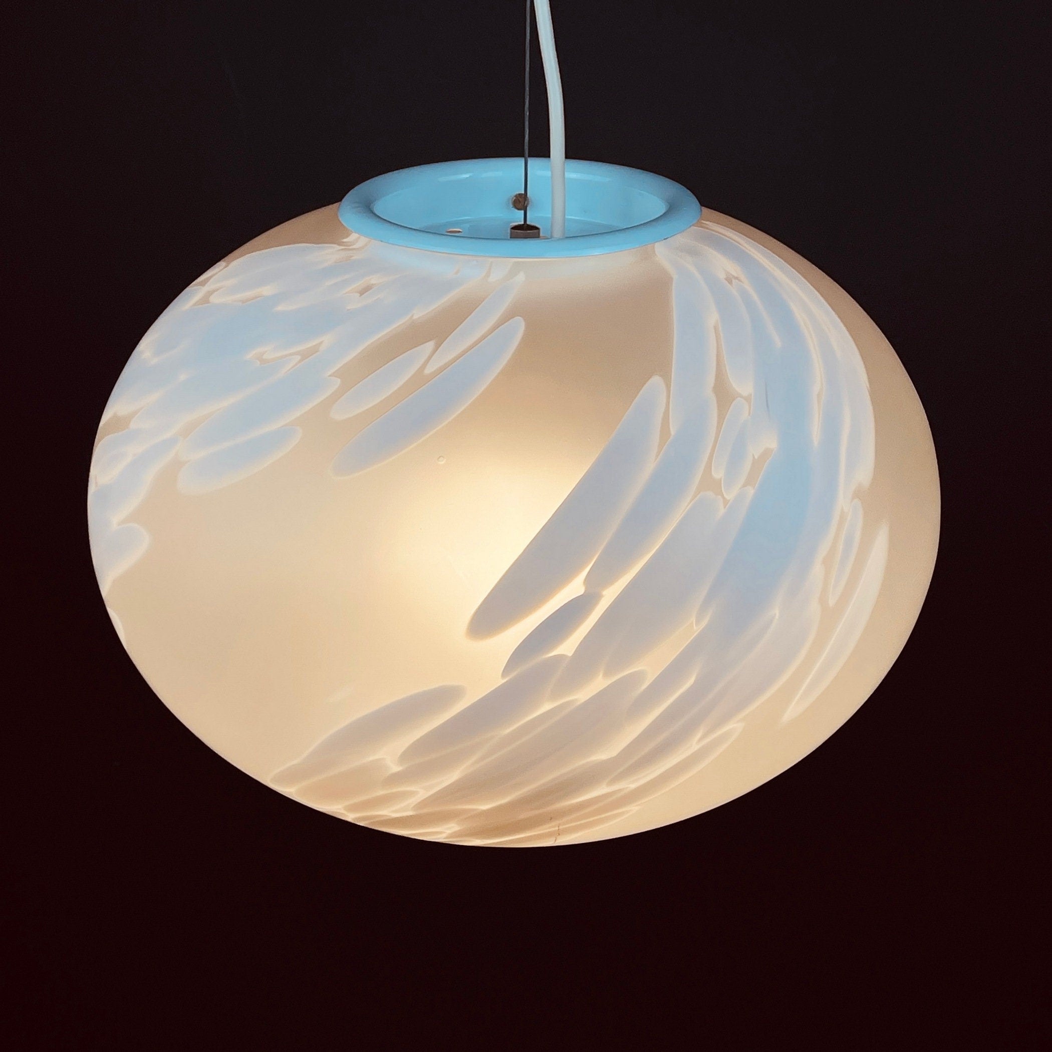 Vintage swirl murano glass pendant lamp Vetri Murano Italy 1970s