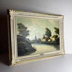 Original Large Landscape Oil Painting by G. Taverna (1814-1878), Signed, Swiss, the 19century, Vintage Art