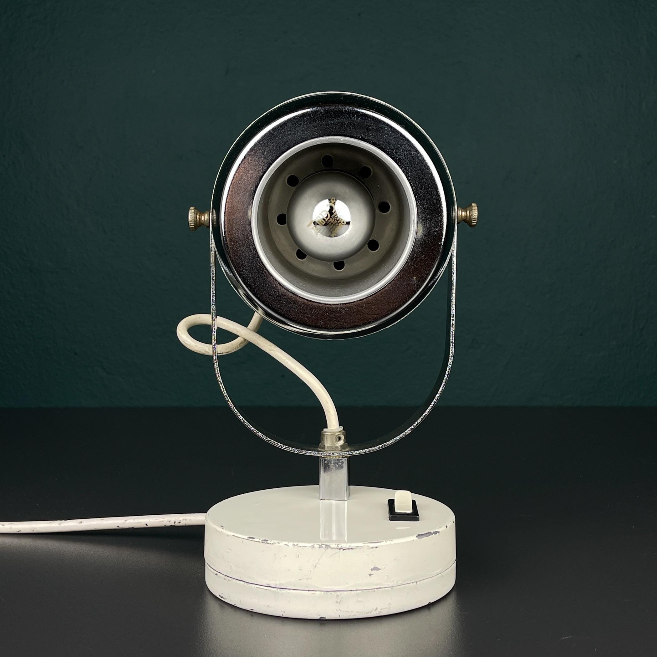 Mid-century white desk lamp, Italy 1960s, Retro lighting Space Age Atomic