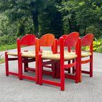 Set Of 6 Red Chairs mod. Padova By Hank Lowenstein, Italy 1970s
