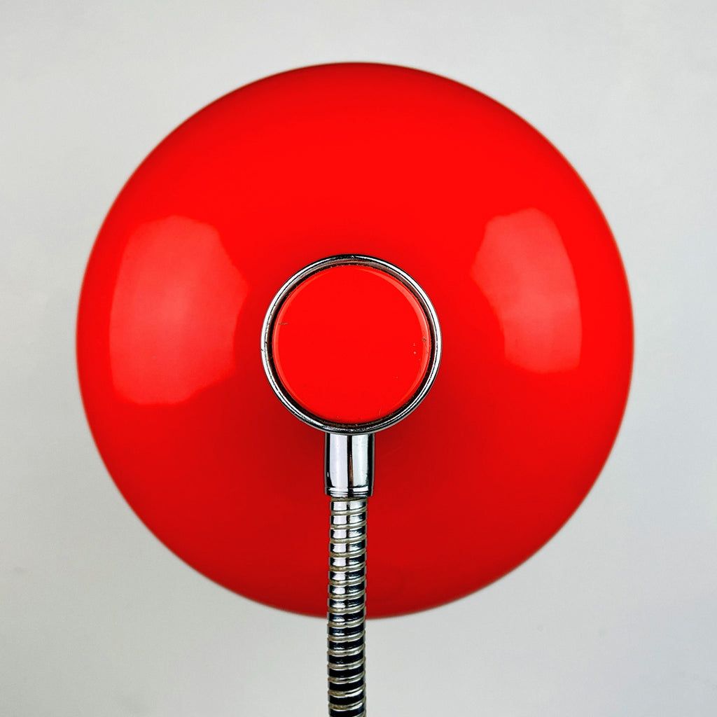 Mid-century red desk lamp Italy 1960s Vintage gooseneck lamp