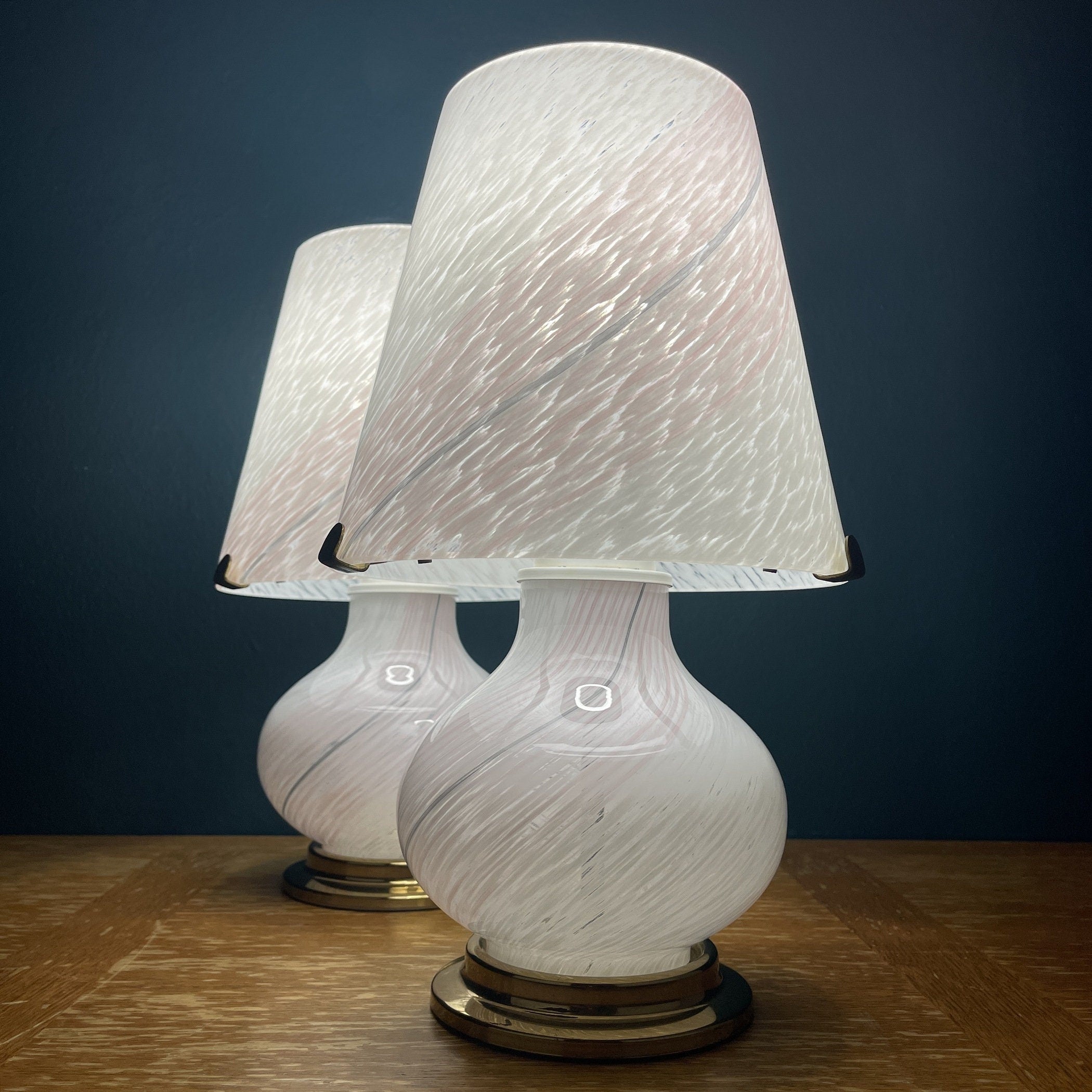Pair of murano table lamps Mushroom Italy 1970s Italian Modern Retro home decor