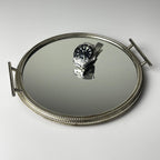 Vintage metal tray with mirror, Italy 1970s
