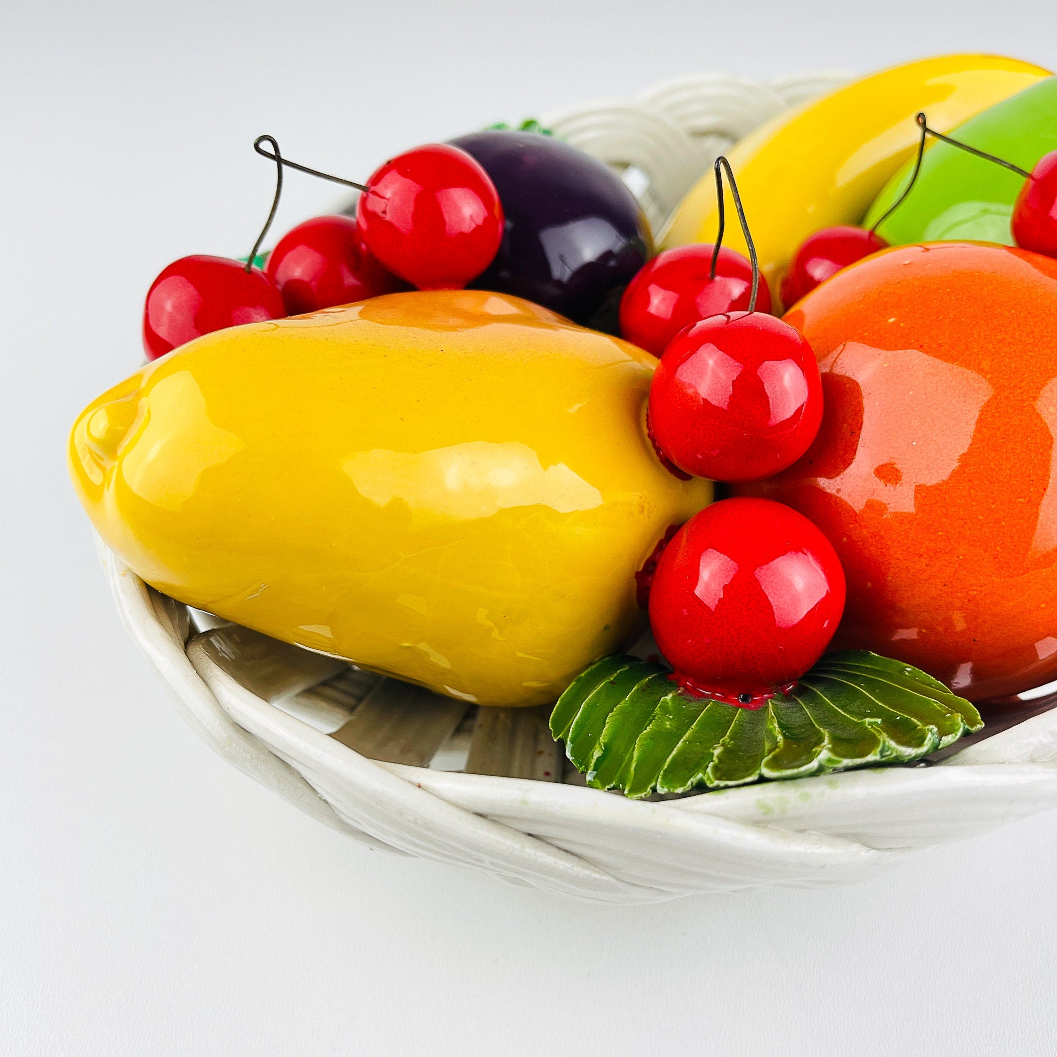 Vintage Italian Ceramic Fruit Basket, Mid 20th Century