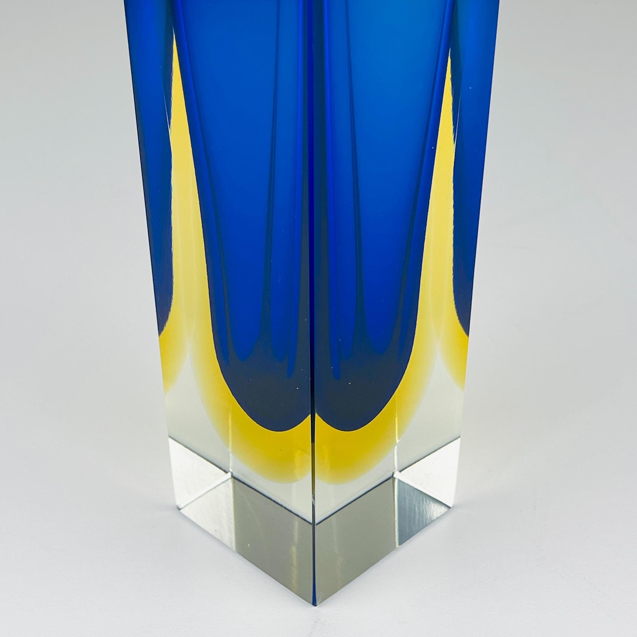 Sommerso blue Murano glass vase, style Flavio Poli, Italy 1970s, Vintage home decor
